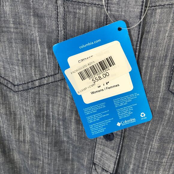 Columbia Chambray Shirt Women's Size Small Camp Henry Relaxed  NEW - Picture 3 of 10